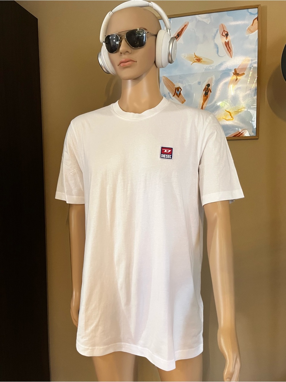 Diesel White Logo T-Shirt | Minimalist Graphic Tee | Unisex Streetwear | Size XL
